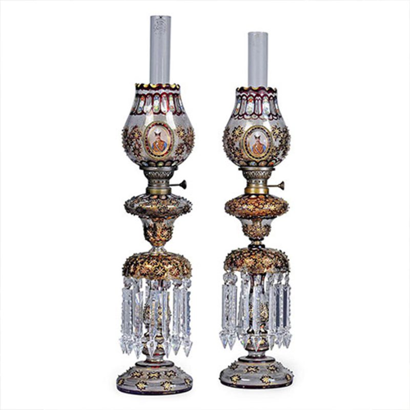 چراغ جفت آنتیک قاجاری